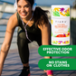 A WOMAN GETTING READY TO START RUNNING ON THE RIGHT SIDE A PICTURE OF THE TIARA NATURAL DEODORANT COCONUT SCENT ON TOP OF 2 SIGNS. THE FIRST SIGN SAY : EFFECTIVE ODOR PROTECTION
THE SECOND SIGN SAY: NO STAINS ON CLOTHES