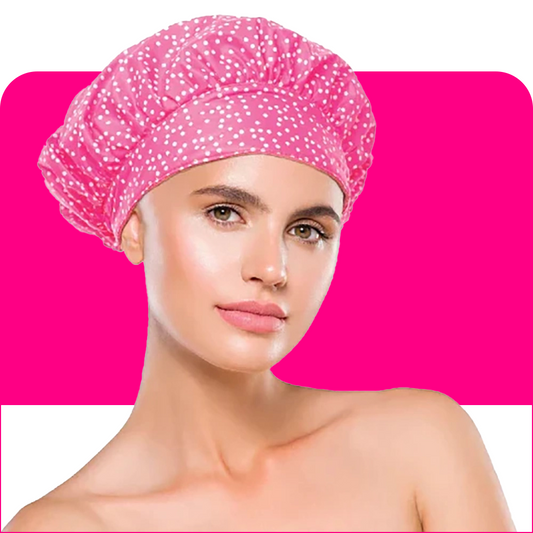 TIARA Dots Pink Sustainable Shower Cap