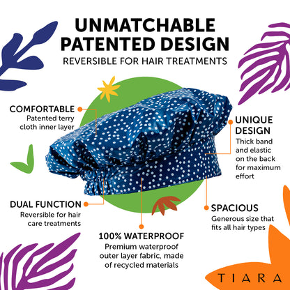 TIARA SHOWER CAP DOTS BLUE