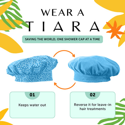 TIARA SHOWER CAP DOTS AQUA
