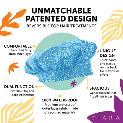 TIARA SHOWER CAP DOTS AQUA