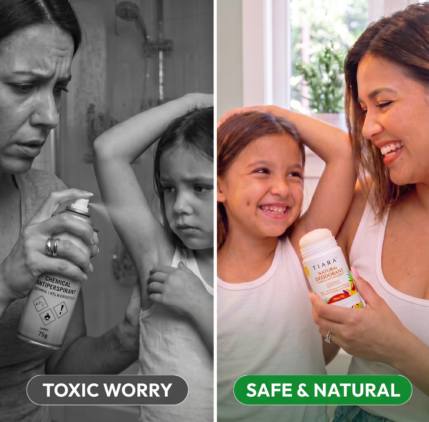 Toxin-free — TIARA Coconut natural deodorant, safe and natural for your whole family